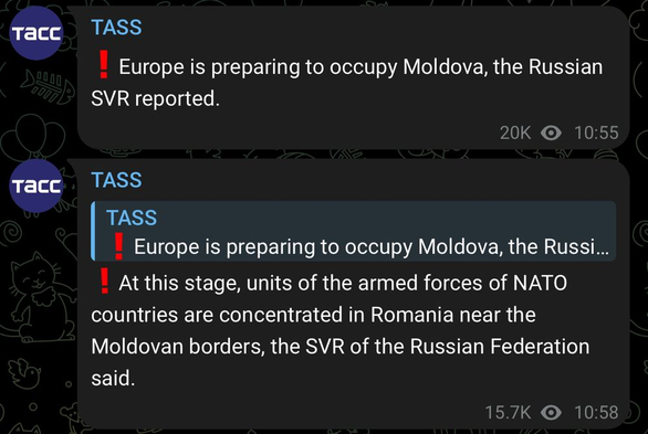 Tass claims Europe is preparing to occupy Moldova
