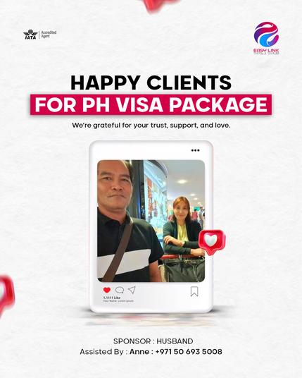Happy Clients!
Another successful PH Visa Package completed with love and care.
Special thanks to our sponsor: Husband
Assisted by Anne
Thank you for trusting Easy Link Travel & Tourism with your journey!
📞 +971 56 993 9525 (Call/WhatsApp) | info@easylinktourism.com
Don’t miss out again! Follow us on WhatsApp for the latest deals & offers: https://bit.ly/EasylinkWP
#EasyLinkTourism #HappyClients #PhilippinesVisa #VisaAssistance #UAETravelDeals #VisaApproved #VisaSupportUAE