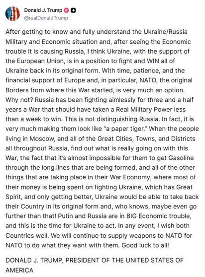Trump on truth social