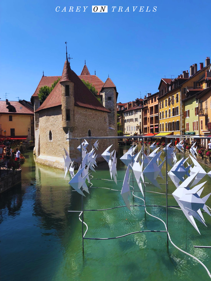 Annecy Switzerland with origami artwork