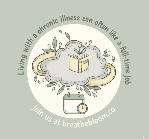 wellness logo for 'women over 40' with colors: Pastel Yellow, Sage Green, Light Gray; breathebloom.co