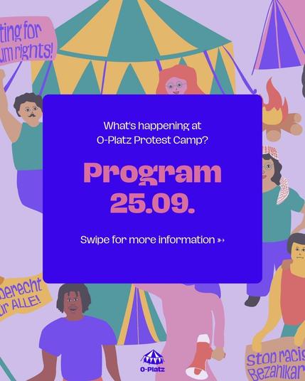 What's happening at O-Platz Camp?
Program 25.09.
Swipe for more information >