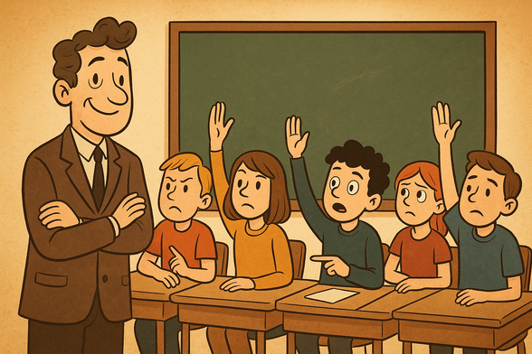 Alunni che alzano la mano in classe