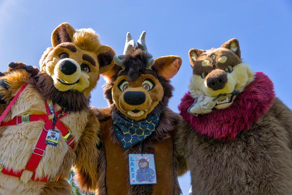 3 Bärenfursuiter von unten geschossen
