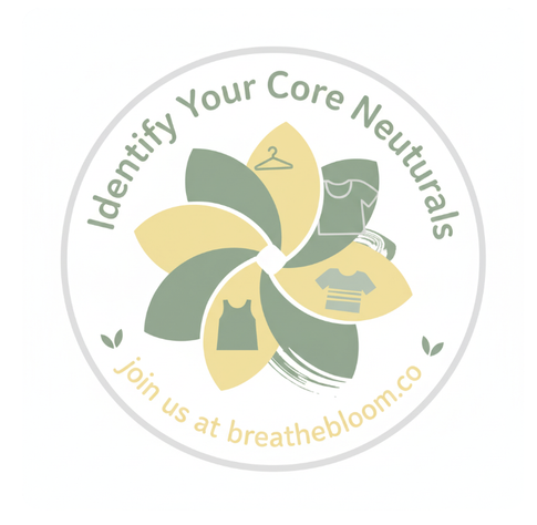 wellness logo for 'women over 40' with colors: Pastel Yellow, Sage Green, Light Gray; breathebloom.co
