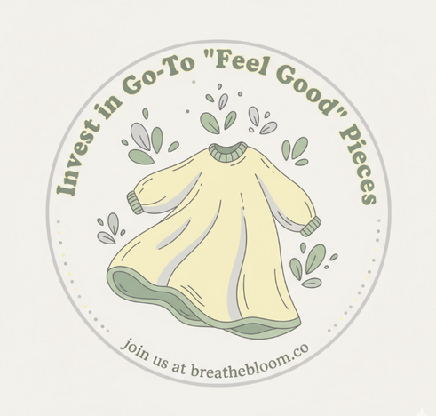 wellness logo for 'women over 40' with colors: Pastel Yellow, Sage Green, Light Gray; breathebloom.co