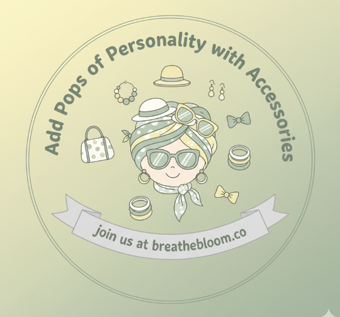 wellness logo for 'women over 40' with colors: Pastel Yellow, Sage Green, Light Gray; breathebloom.co