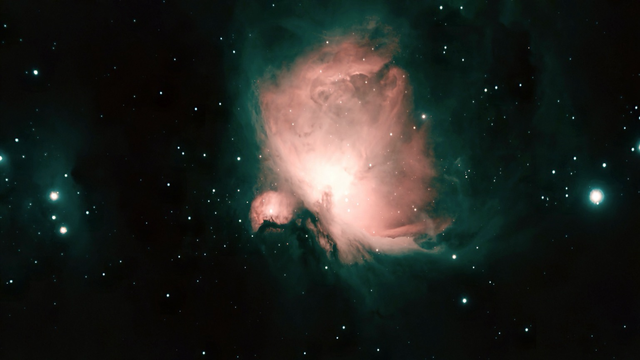 M42 The Orion Nebula - telescope processed image. M42 is part of the vast Orion Molecular Cloud Complex, a giant stellar nursery. It is near the Flame Nebula, Horsehead Nebula, M43, and the Running Man Nebula.