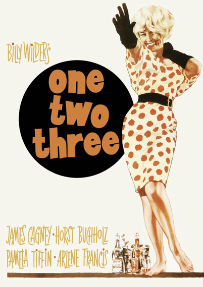 Filmplakat mit Liselotte Pulver, gemalt im rot gepunkteten Kleid