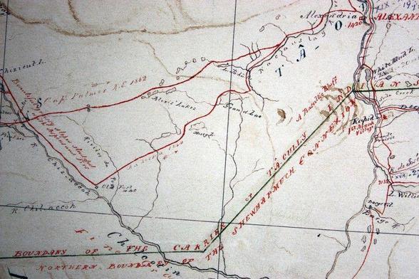 An old map shows the location of the Chilcotin post on the Chilcotin River south and west of Fort Alexandria. 