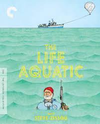 The criterion cover of the movie.

Hand drawn, with Steve zissou floating I. The middle of the ocean, holding a spear gun, with the title above him.