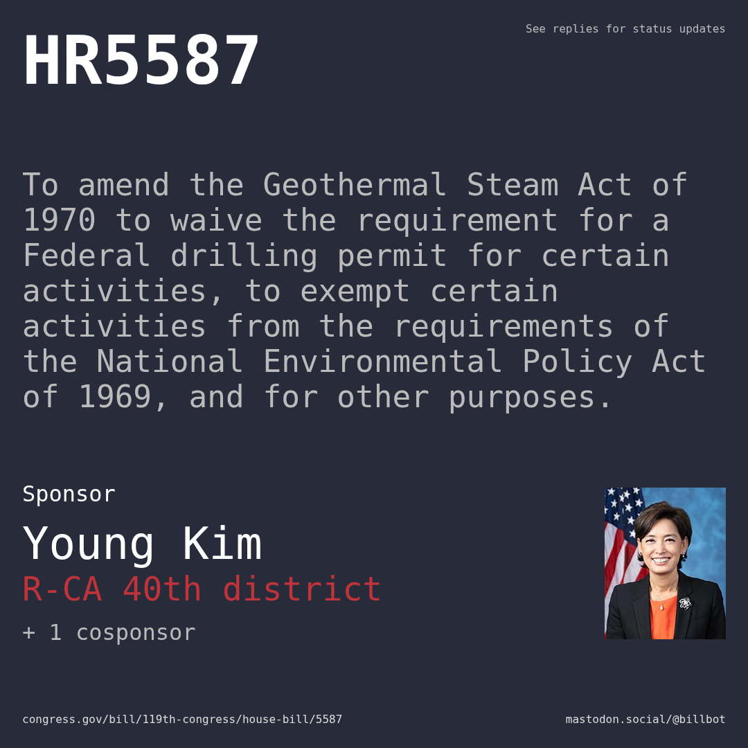Description of HR5587, and a depiction of its sponsor, Young Kim.