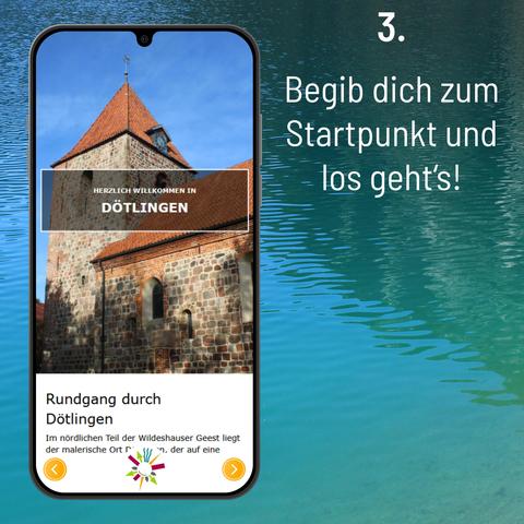 Screenshot unserer Webseite mit Text im Bild: 
3. Begib dich zum Startpunkt und los geht‘s!