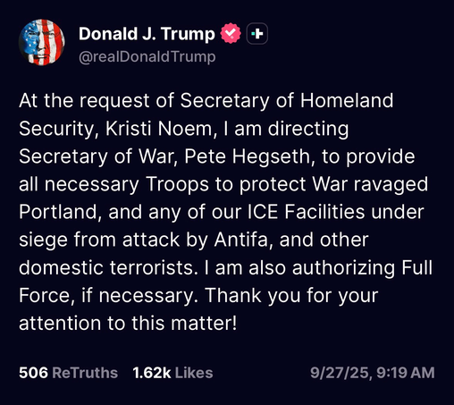 Trump sends troops to Portland