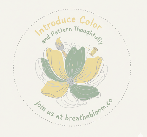 wellness logo for 'women over 40' with colors: Pastel Yellow, Sage Green, Light Gray; breathebloom.co