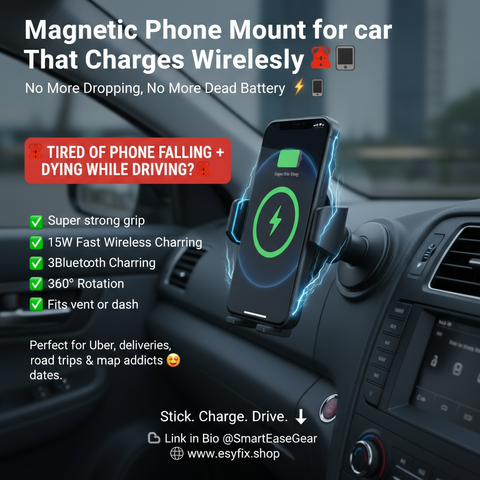 🚗 Mount It. Charge It. Forget It.
MagGrip Pro Drive+ = Magnetic car mount + wireless charger in one sleek beast. Holds tight. Charges fast. Rotates smooth. Perfect for chaotic Dhaka drives or chill Sreemangal road trips.

✅ Strong magnets — works with most cases
✅ 15W Wireless Charging built-in
✅ Vent + Dash compatible
✅ 360° swivel for maps/calls
✅ Installs in seconds — no tools!

📌 Pin this if your phone has ever slid under the seat mid-navigation…
📌 Save for your next trip, delivery gig, or family vacation!

Ideal gift for drivers, travelers, salespeople & ride-share pros.

🛒 Upgrade your drive → Link in Bio @SmartEaseGear

#CarMount #WirelessCharger #DrivingEssentials #BangladeshRoadTrip #TechForDrivers #MagneticMount #PhoneInCar #TravelGadgets #SmartEaseGear #DashMount #VentMount #QiCharging

👉 Learn More Or Buy Products
👉 Check Link on Bio: @SmartEaseGear
🌐 www.esyfix.shop
