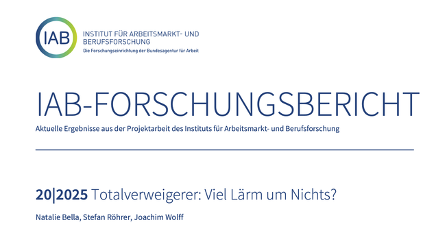 IAB-FORSCHUNGSBERICHT
Aktuelle Ergebnisse aus der Projektarbeit des Instituts für Arbeitsmarkt- und Berufsforschung
20|2025 Totalverweigerer: Viel Lärm um Nichts?
Natalie Bella, Stefan Röhrer, Joachim Wolff