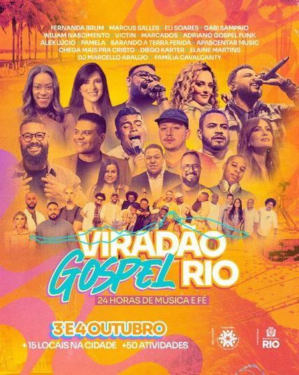 Rio de Janeiro sedia 1º Viradão Gospel: 24h de shows gratuitos com grandes artistas em 15 pontos do Centro, Zonas Sul, Norte e Oeste. Foto: Divulgação.