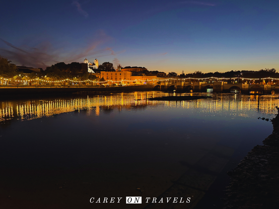Tavira's Castle and Roman Bridge at Night, Portugal