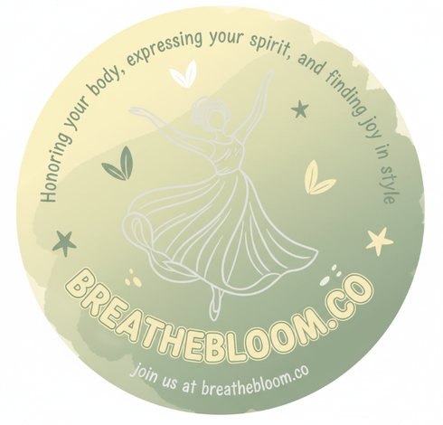 wellness logo for 'women over 40' with colors: Pastel Yellow, Sage Green, Light Gray; breathebloom.co
