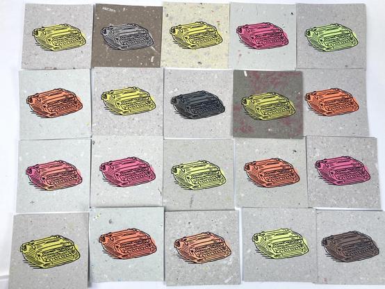 A bunch of relief prints.