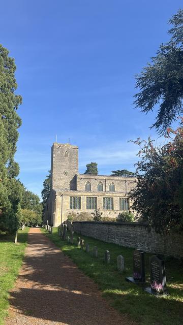 A picture of St Mary's as I walk along the path towards it.