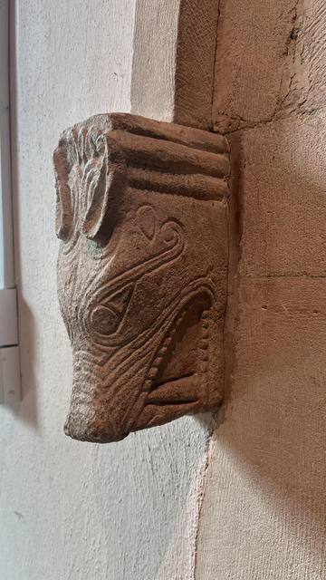 One of the carvings of a Saxon wolf head, there's one each side of the door.