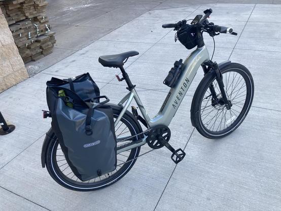 Groceries in a bike pannier.