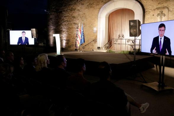 Carles Puigdemont ha participat telemàticament a l'acte (ACN/Marina López)