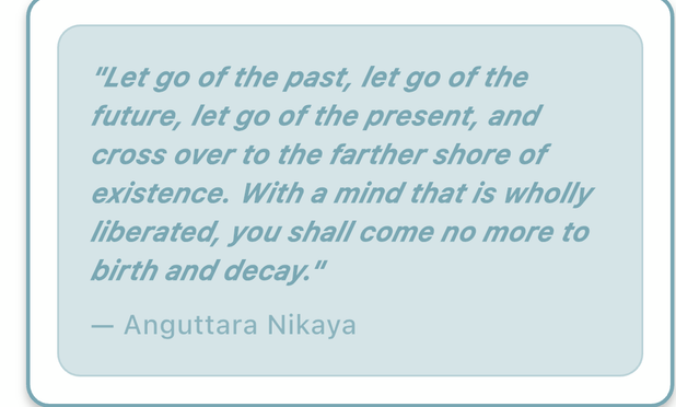 Quote by Anguttara Nikaya about letting go of the past and future, and focusing on a liberated mind.