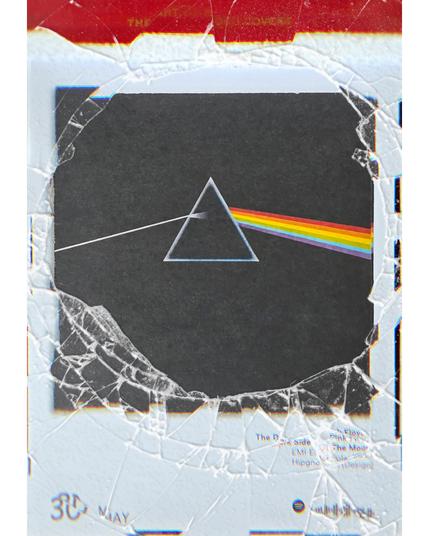 Abreißtageskalender von seltmann mit dem Kalenderblatt des Vinyl-Covers der LP "The Dark Side of the Moon" (1973) von Pink Floyd