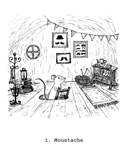 Inktober jour 1, Moustache par Lysiane Binet