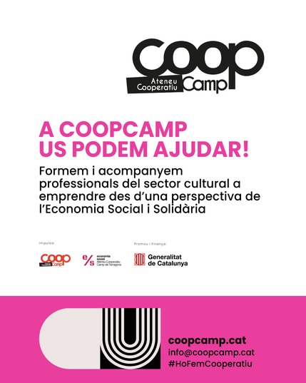 Cartell publicitari on s'ofereix assessorament als projectes culturals per part de CoopCamp