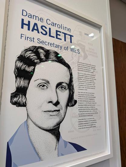 Poster about Dame Caroline Haslett.