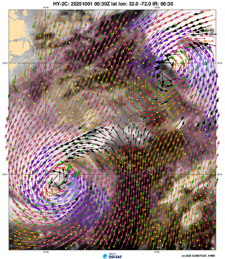 Umberto and Imelda cyclones wind retrieved from HY-2C data