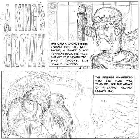 a White & Black fantasy comics in english for inktober 2025 depicting a king and priests