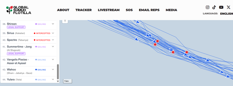 screenshot of map of the Flotilla tracker:
two more ships intercepted