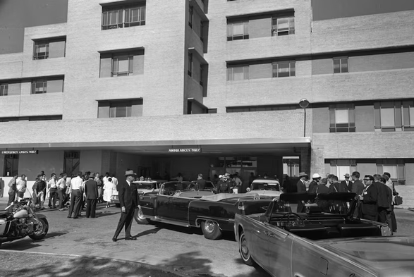 Cars from President John F. Kennedy's motorcade are parked outside the outside the emergency room at Parkland Hospital in Dallas.
Joe Laird / Staff photographer