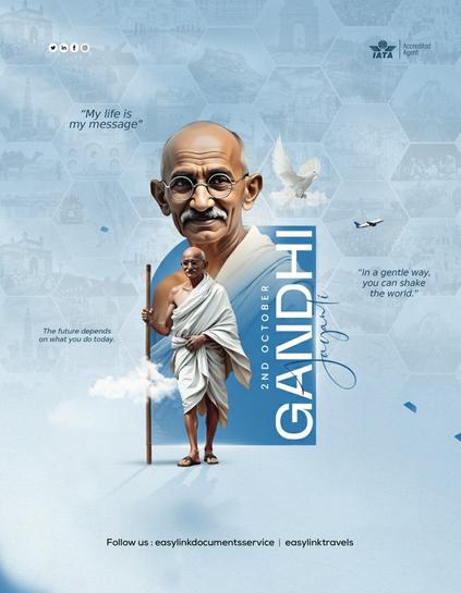Gandhi Jayanti 
On this day, we honor Mahatma Gandhi – a guiding light of peace, truth, and simplicity. 

His words inspire us to walk with kindness and purpose: “The best way to find yourself is to lose yourself in the service of others.”

#EasyLinkTourism #GandhiJayanti #MahatmaGandhi #Peace #NonViolence #Truth