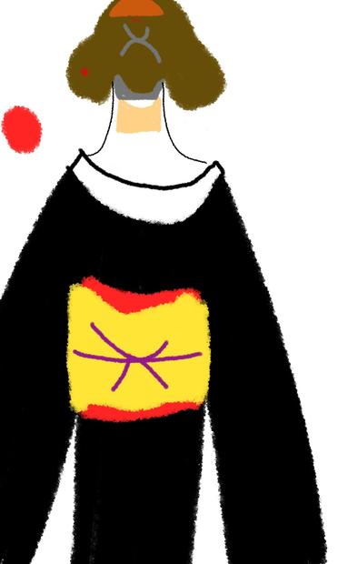 Brunette Japanese geisha woman with the Japanese flag