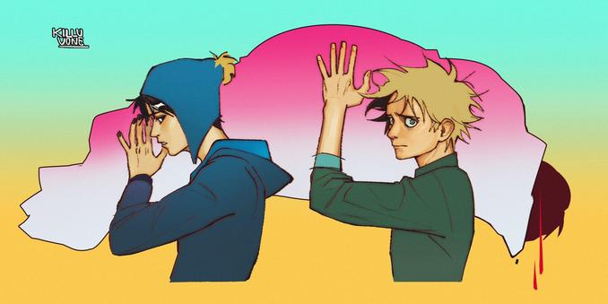 Fanart of Southpark's Craig Tucker and Tweek. Artist: KilluVone | https://x.com/KilluVone