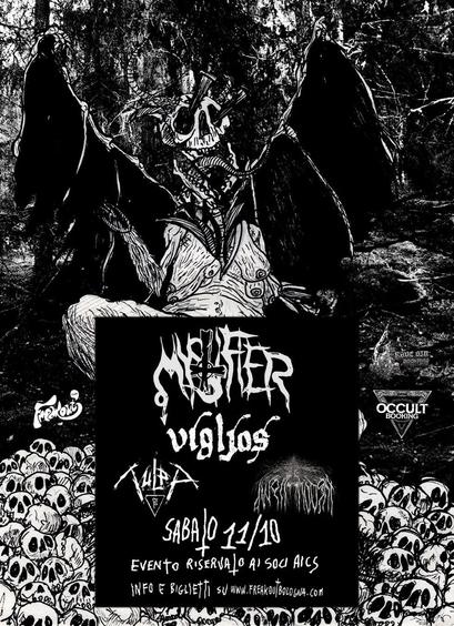 Live music poster, 11 October 2025 at Freakout, Bologna, Italy. Metal, noise, black metal genesi.