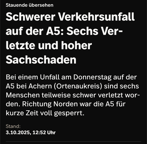 Verkehrsunfall mit 6 Verletzten