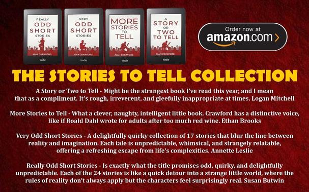 Graphic promoting the Stories to Tell Collection with some reviews