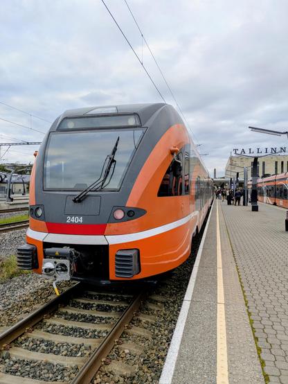 Der Triebwagen von Elron bei der Ankunft in Tallinn