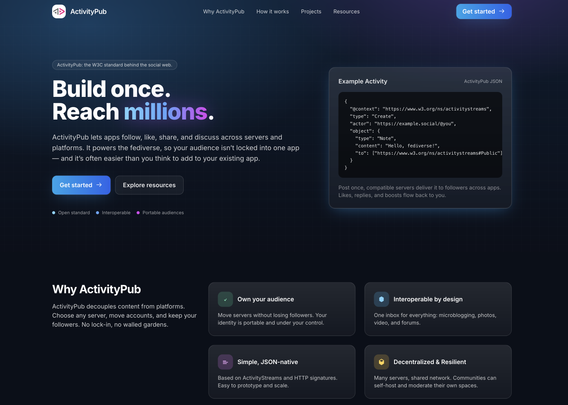 The new ActivityPub developer landing page, coming soon!