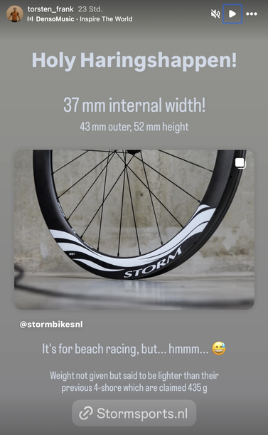 Holy Haringshappen!
37 mm internal width!

And 43 mm outer, 52 mm height.

It's for beach racing, but... hmmm...
Weight not given but said to be lighter than their previous 4-shore which are claimed 435 g

Added to my market overview article:
https://torstenfrank.wordpress.com/2025/03/17/breite-aero-laufradsatze-und-felgen-fur-gravel-allroad-und-rennrad/