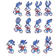 blue bunny sprite, walking jumping and falling.