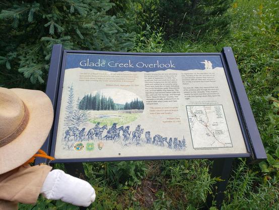 Ranger Sarah learns more about the Corps of Discovery's two stops at Glade Creek.
— at Lolo Pass Visitor Center.
