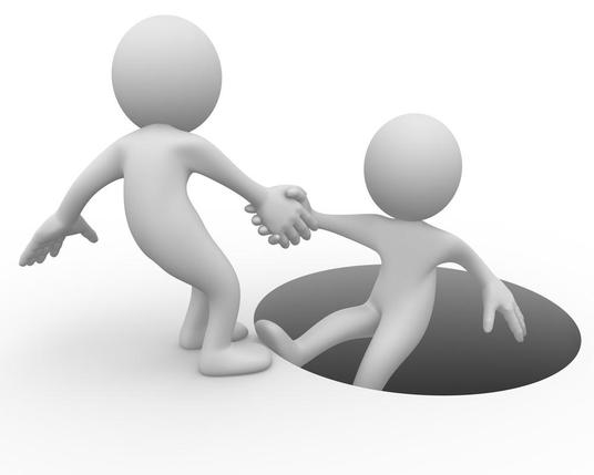 *Artwork White figures and one is helping the other out of a black whole!